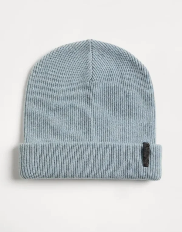 Cashmere English rib beanie with monili