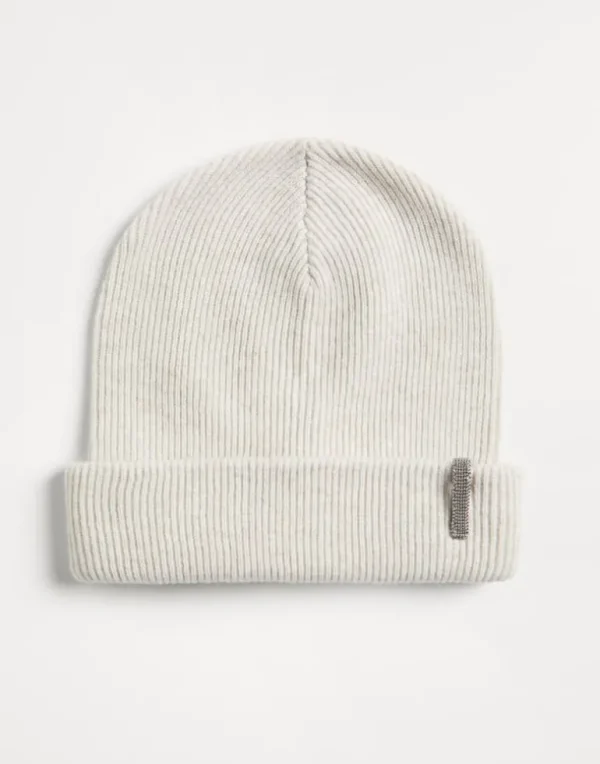 Cashmere English rib beanie with monili