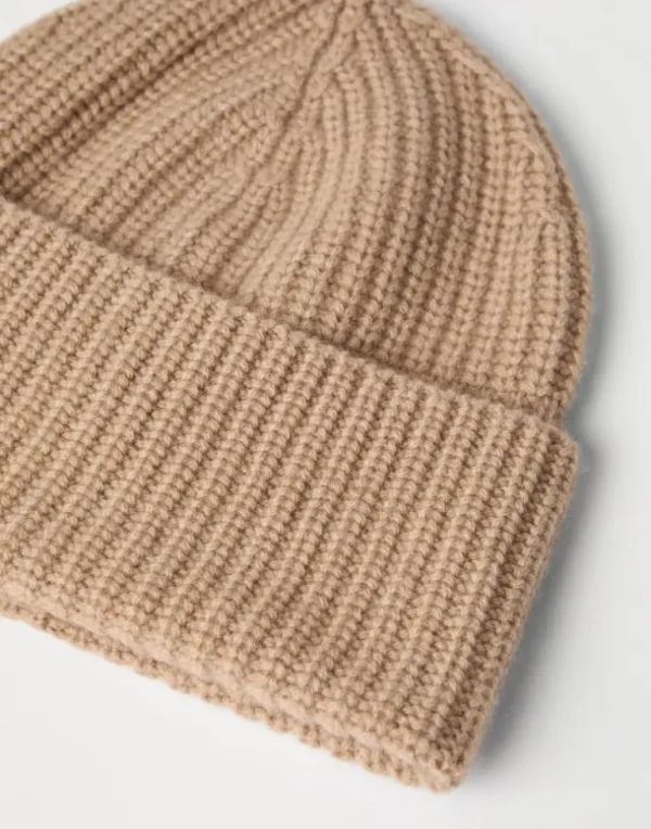 Cashmere English rib beanie