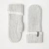 Cashmere English rib knit mittens with monili