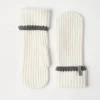 Cashmere English rib knit mittens with monili