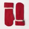 Cashmere English rib knit mittens with monili