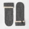 Cashmere English rib knit mittens with monili