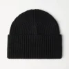 Cashmere English rib knit beanie