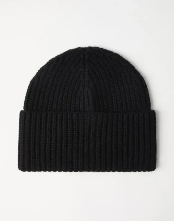 Cashmere English rib knit beanie