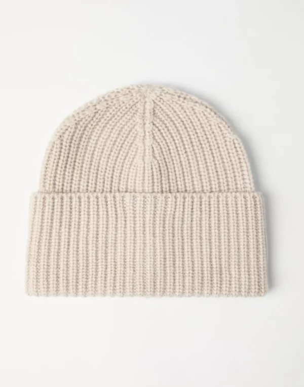 Cashmere English rib knit beanie