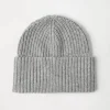 Cashmere English rib knit beanie