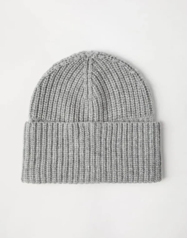 Cashmere English rib knit beanie