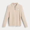 Cashmere English rib knit polo with zipper