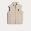 Cashmere English rib knit equestrian down vest with logo and monili