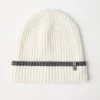 Cashmere English rib knit beanie with monili