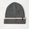 Cashmere English rib knit beanie with monili