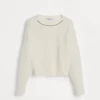 Cashmere English rib sweater with monili