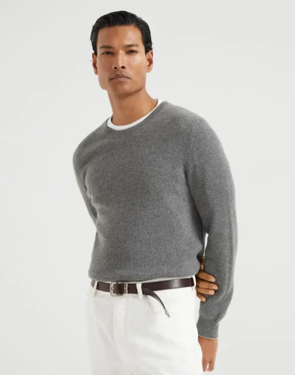 Cashmere English rib sweater