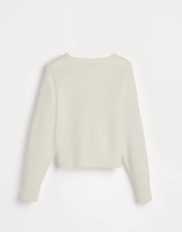 Cashmere English rib sweater with monili