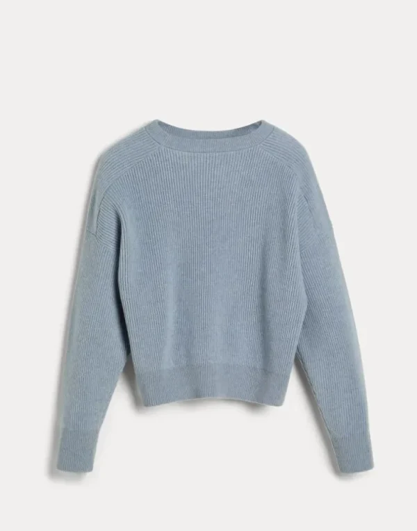 Cashmere English rib sweater with monili