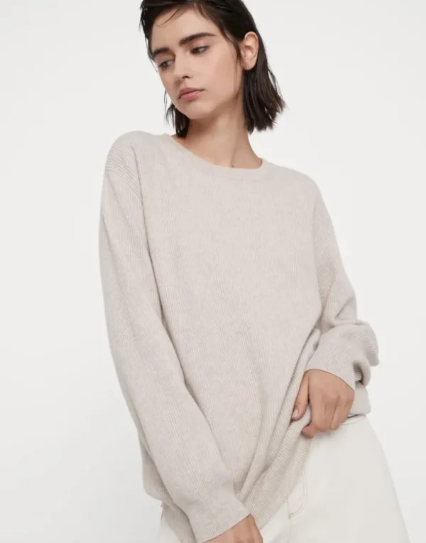 Cashmere English rib sweater with monili