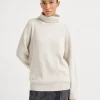 Cashmere English rib turtleneck sweater with monili