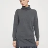 Cashmere English rib turtleneck sweater with monili