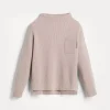 Cashmere English rib turtleneck sweater with chest pocket and monili