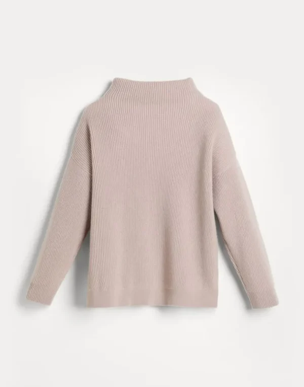 Cashmere English rib turtleneck sweater with chest pocket and monili