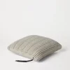 Cashmere Feather yarn crochet-effect knit cushion with shiny zipper pull