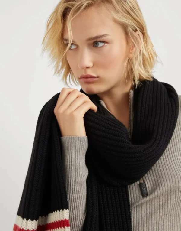 Cashmere Feather yarn English rib knit scarf