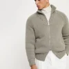 Cashmere Feather yarn knit outerwear jacket with down quilting