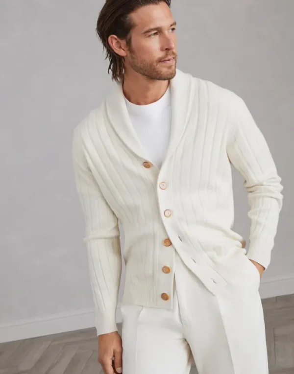 Cashmere flat rib cardigan