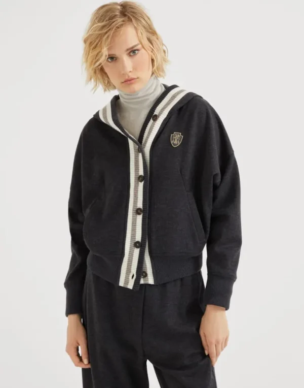 Cashmere interlock hooded sweatshirt with logo