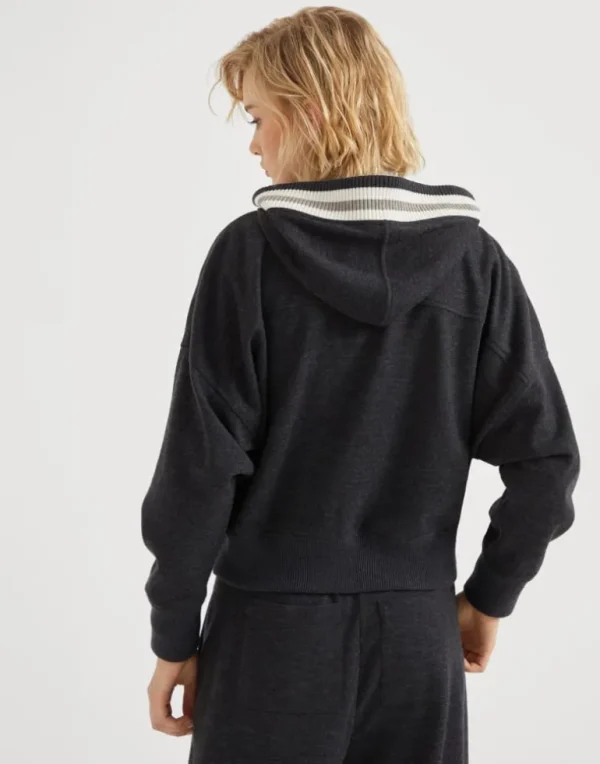 Cashmere interlock hooded sweatshirt with logo