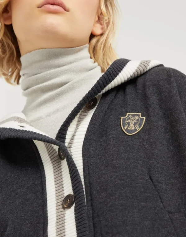 Cashmere interlock hooded sweatshirt with logo