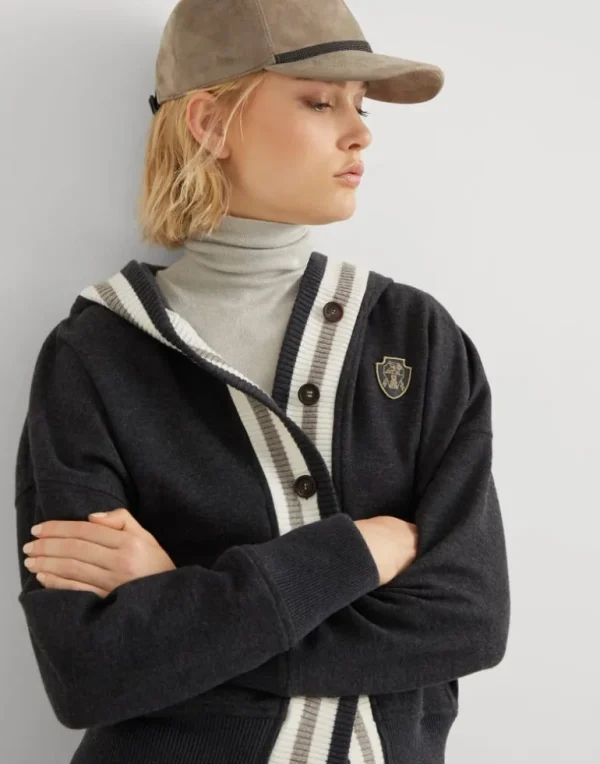 Cashmere interlock hooded sweatshirt with logo