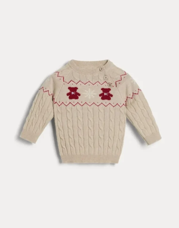 Cashmere jacquard cable knit Baby Bernie sweater