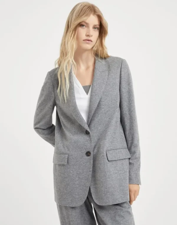 Cashmere jersey deconstructed blazer with monili