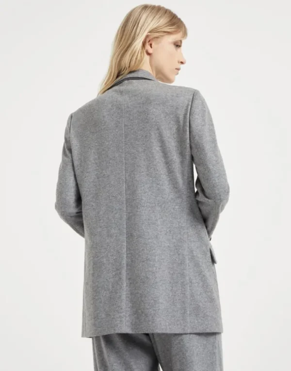 Cashmere jersey deconstructed blazer with monili