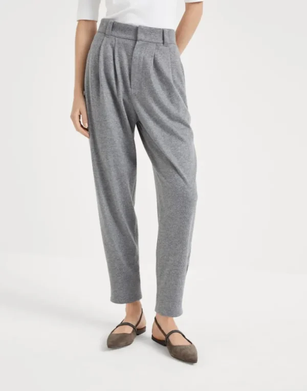 Cashmere jersey tailored trousers