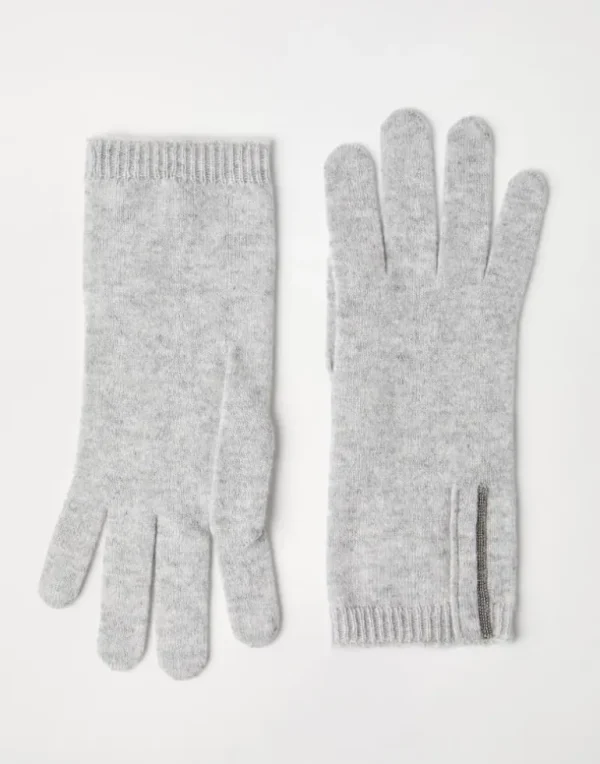 Cashmere knit gloves with monili