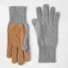 Cashmere knit gloves with suede palm