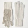 Cashmere knit gloves with suede palm