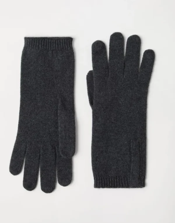 Cashmere knit gloves with monili