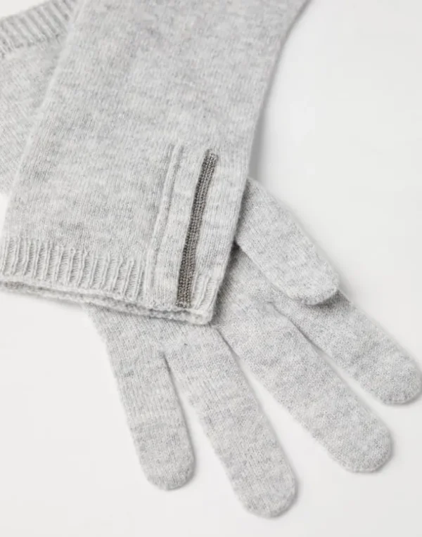 Cashmere knit gloves with monili