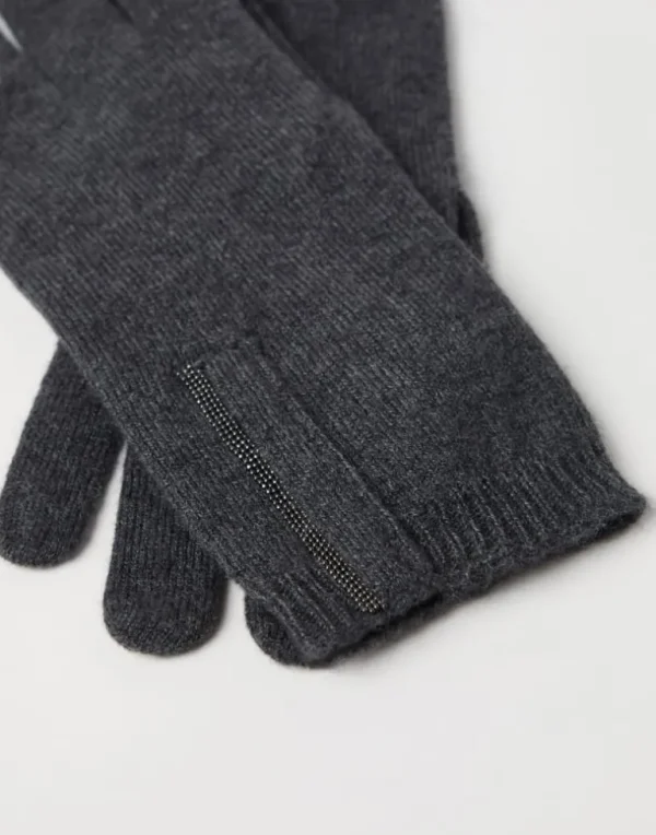 Cashmere knit gloves with monili