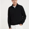 Cashmere knit polo with long sleeves