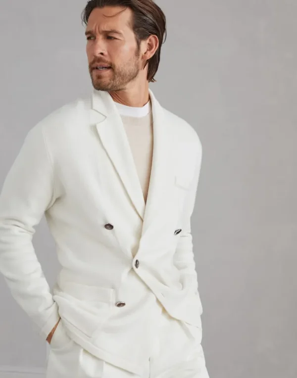 Cashmere one-and-a-half-breasted blazer-style cardigan with metal buttons