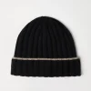 Cashmere rib knit beanie