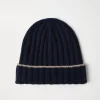 Cashmere rib knit beanie