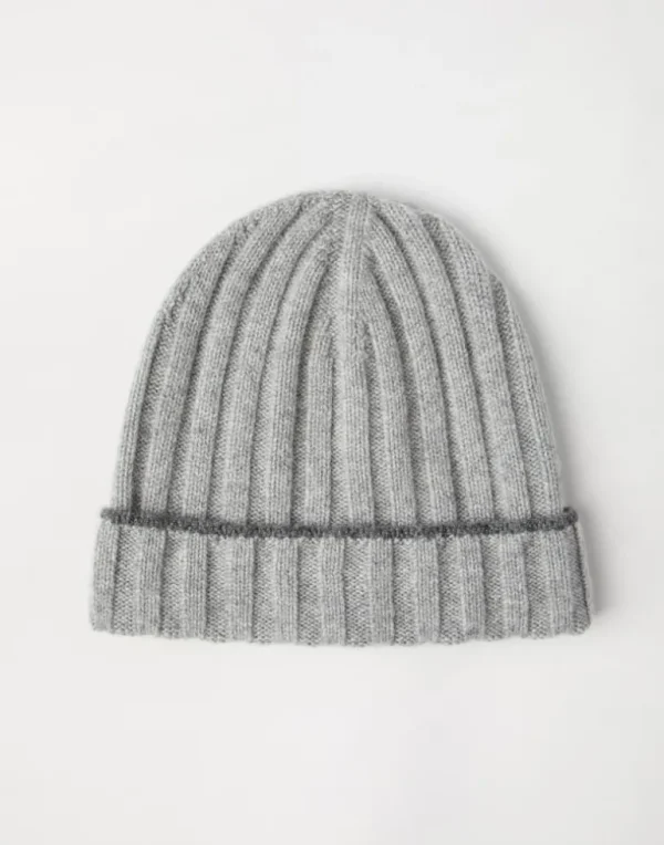 Cashmere rib knit beanie