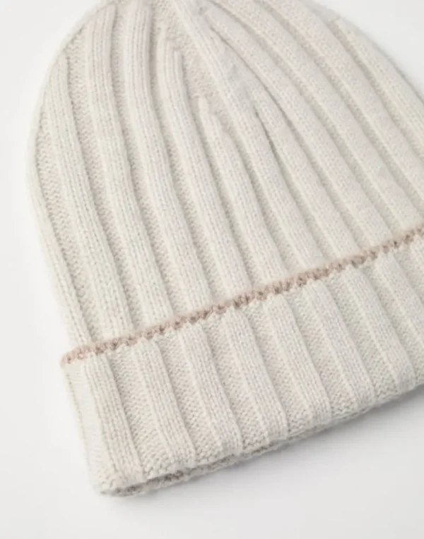 Cashmere rib knit beanie