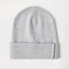 Cashmere rib knit beanie with monili